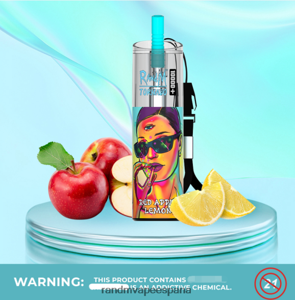 Fumot RandM Vape | manzana roja limón RandM Tornado Dispositivo vapeador con control de flujo de aire 10000 plus 1 ud. RRBBN880