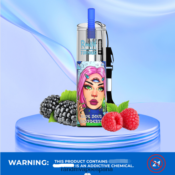 RandM Vape España | chicle de arándanos RandM Tornado Dispositivo vapeador con control de flujo de aire 10000 plus 1 ud. RRBBN882