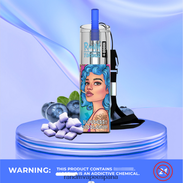 RandM Vape España | chicle de arándanos RandM Tornado Dispositivo vapeador con control de flujo de aire 10000 plus 1 ud. RRBBN882