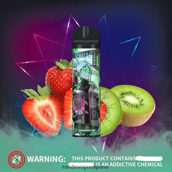 Fumot RandM Vape | kiwi fresa RandM Tornado Dispositivo vapeador con control de flujo de aire 8000 1 ud. RRBBN8250