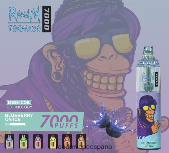 RandM Disposable Vape | arándano en hielo RandM Tornado Dispositivo vapeador con control de flujo de aire 7000 1 ud. RRBBN8169