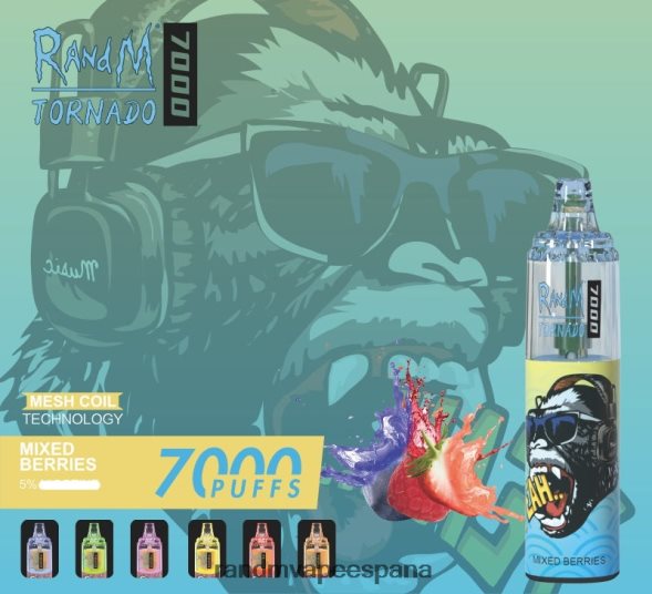 RandM Vape España | Fresa plátano RandM Tornado Dispositivo vapeador con control de flujo de aire 7000 1 ud. RRBBN8182