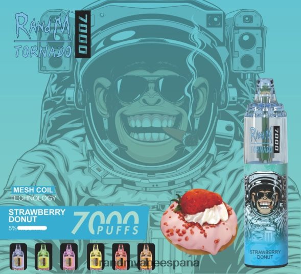 RandM Vape España | Fresa plátano RandM Tornado Dispositivo vapeador con control de flujo de aire 7000 1 ud. RRBBN8182