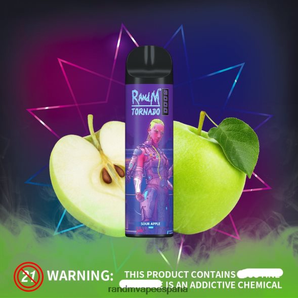 RandM Vapers | melón manzana roja RandM Tornado Dispositivo vapeador con control de flujo de aire 8000 1 ud. RRBBN8245