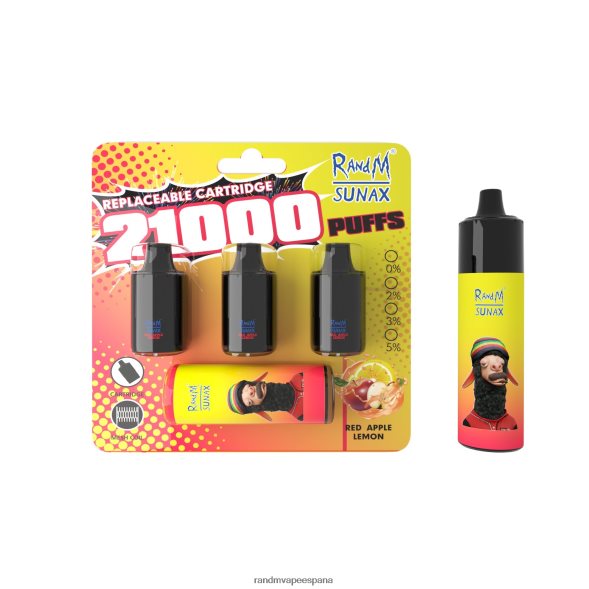 RandM Vape España | manzana roja limón RandM Sunax Dispositivo de vapeo reemplazable con cápsula de control de flujo de aire 21000 1 ud. RRBBN8272