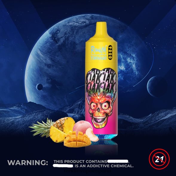 RandM Tornado Madrid | piña y mango color durazno RandM Tornado Dispositivo vape pod 9000 1 pieza versión 1 RRBBN8133