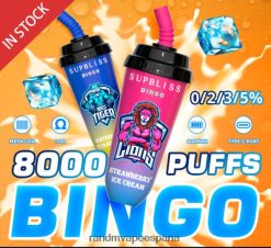 RandM Tornado Sabores | helado de fresa RandM Supbliss Bingo Dispositivo de vapeo 8000 1 ud. RRBBN8256