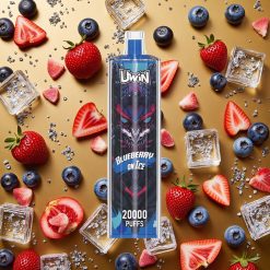 Uwin Shisha Hookah Crystal 20000 Chupadas Arándano Azul Con Hielo y Tipo-C